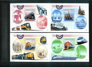 GUINEA 2000 - TRAINS -  4 SHEETS MNH