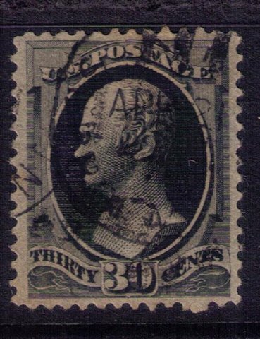 US SCOTT #154 USED DARK BLACK 30c F-VF