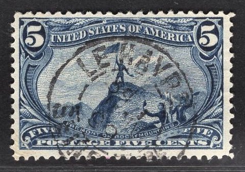 US Stamp #288 5c Trans-Mississippi USED SCV $25.00