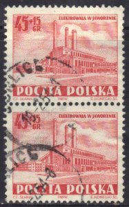 POLAND SC# B82 USED PAIR 45+15g 1952