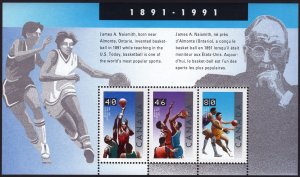 SC#1344 Basketball Centenary Souvenir Sheet (1991) MNH