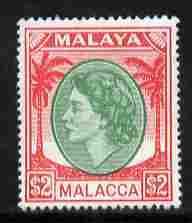 MALAYA, MALACCA - 1954 - Queen Elizabeth II $2 - Perf 1v - Mint Never Hinged