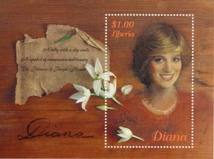 Liberia 1997 Tribute to Princess Diana Souvenir Sheet  Perforated MNH