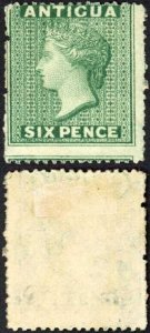 Antigua SG8 6d Green Wmk Star (sideways) Mint (re-gummed) Fresh Colour Cat 700