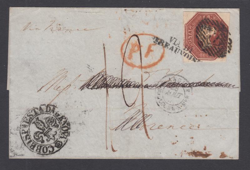 Great Britain SG 57, 10p brown QV on 1949 cover London to Florence, Italy. Cert.