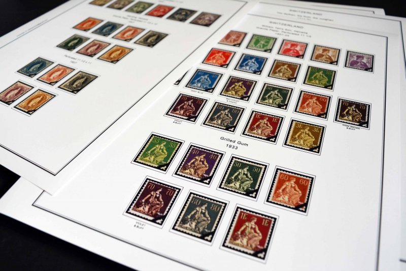 COLOR PRINTED SWITZERLAND 1843-2010 STAMP ALBUM PAGES (213 illustrated pages)