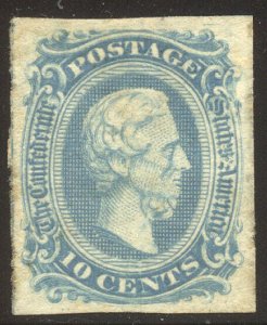 CSA #10a SCARCE Mint w/ Cert - 1863 10c Milky Blue w/ Frameline