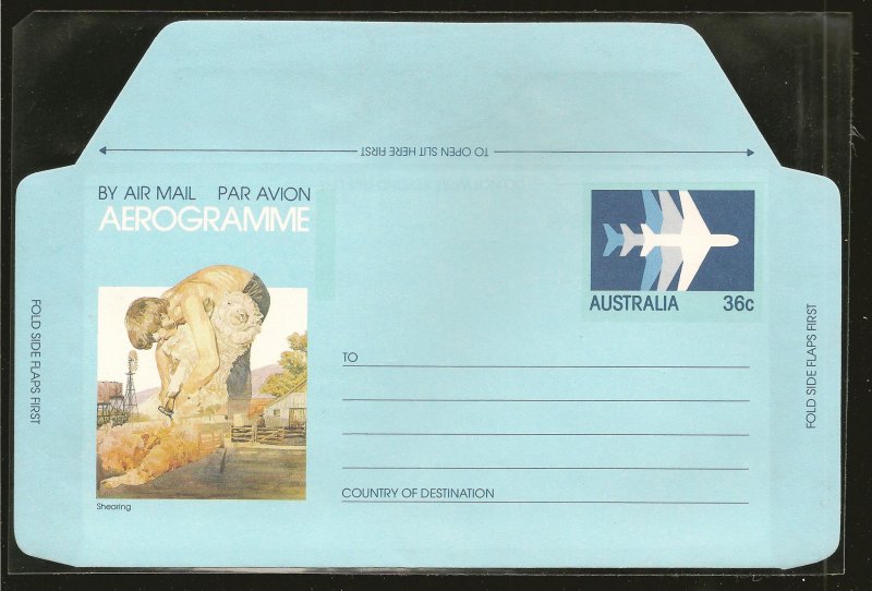 Australia Shearing (Sheep) 36 Cent Aerogramme MNH