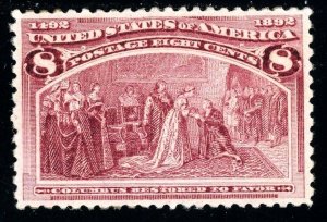 USAstamps Unused XF US 1893 Columbian Scott 236 OG MNH SCV $140+