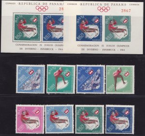 1964 PANAMA, Winter Olympics 8 Values + 2 BF MNH/**