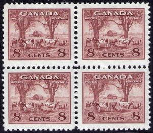 Canada # 256  Mint VF NH Bl of 4 Cat $ 15