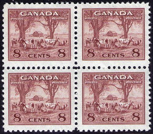 Canada # 256  Mint VF NH Bl of 4 Cat $ 15
