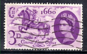 GB 1960 QE2 3d Deep Lilac General Post Office Error Broken Mane SG 619a - M1407