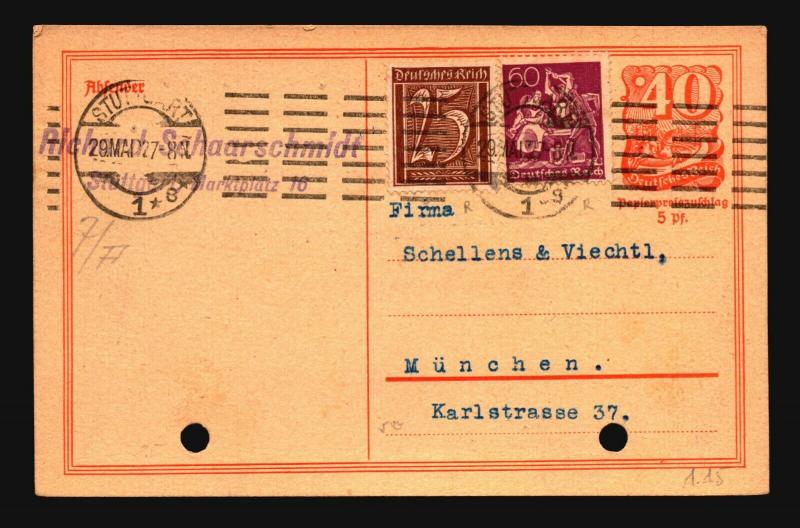 Germany 1927 Uprated Postal Card - Z15664