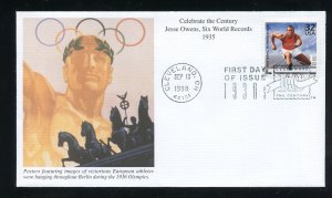 US 3185j Celebrate Century 1930s, Jesse Owens UA Mystic cachet FDC