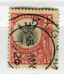 TANGANYIKA; 1922 early Giraffe issue used Shade of 15c. value, fair Postmark