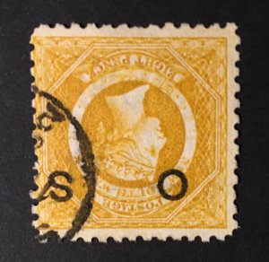New South Wales SG O10a (perf 10) used. 1880 8p yellow Diadem, OS ovpt (11mm)