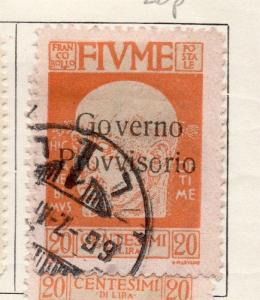 Fiume 1920 Early Issue Fine Used 20c. Optd 090463