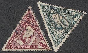 AUSTRIA 1916 Special Handling Sc QE1-2 Used VF set - Triangles