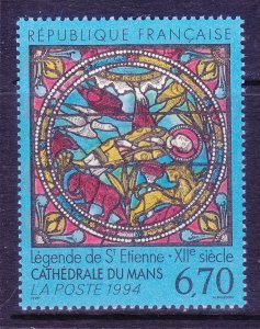 France 2402 MNH 1994 Stained Glass Window St. Julian's Cathedral Le Mans