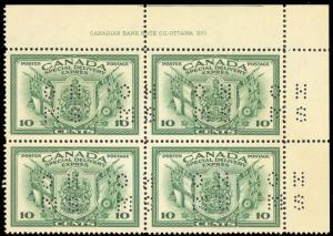 Canada OE7, Mint 10¢ VF OG NH Plate Block Unitrade $180.00 Stuart Katz