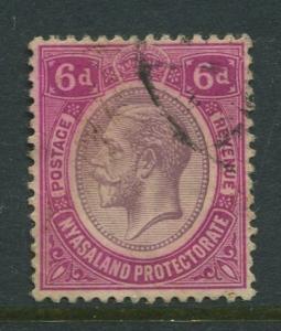 Nyasaland - Scott 18 - KGV - Definitive Issue. -1913 - FU - Single 6d Stamp