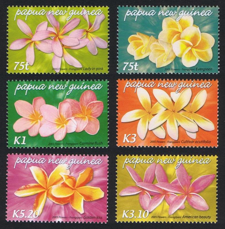 Papua New Guinea MNH 1170-5 Frangipani Flowers  2005