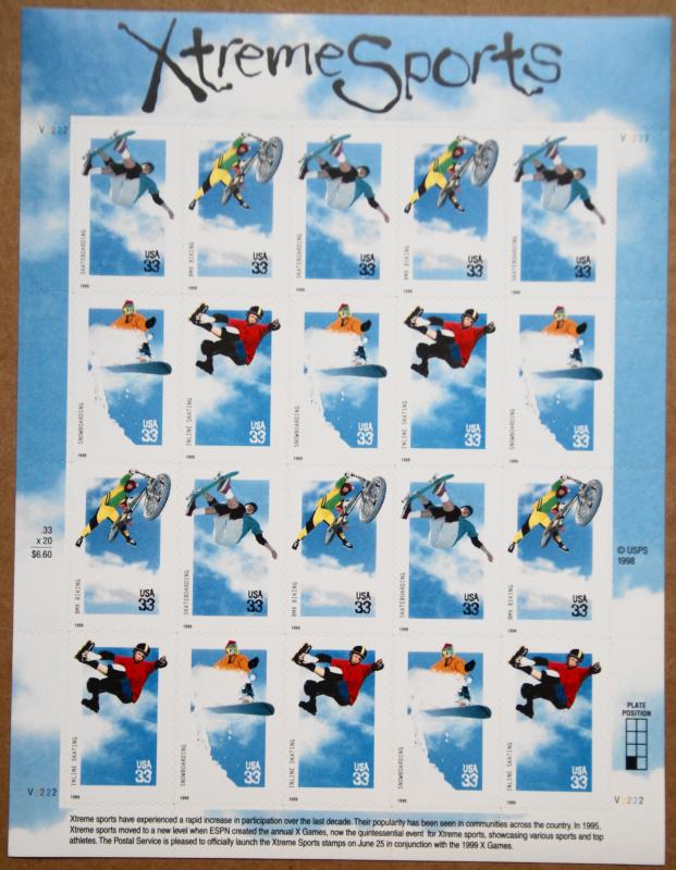 1999 sheet Extreme Sports Sc# 3321-3324