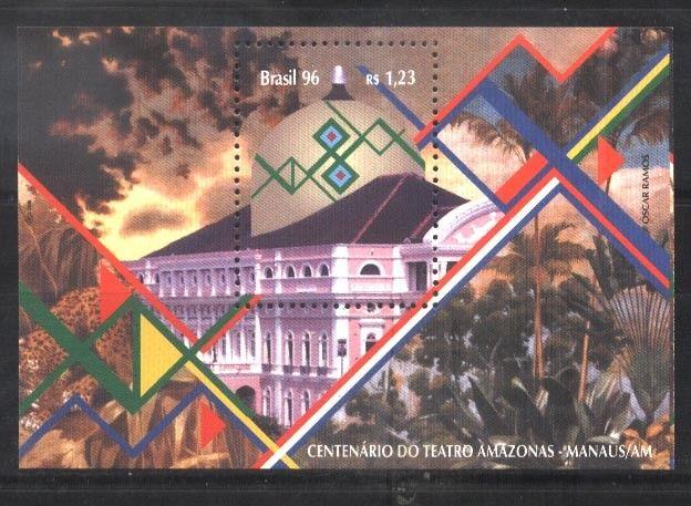 BRASIL BRAZIL1996 CENT THEATRE   AMAZONAS MANAUS YV BL 100 MI 101 MNH