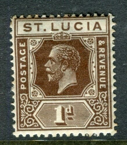 ST.LUCIA; 1921 early GV issue fine Mint hinged Shade of 1d. value