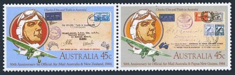 Australia 890-891,MNH. Mi 862-863. Official Air Mail-50,1984. Pilot Charles Ulm.