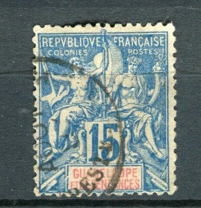 FRENCH COLONIES; 1890s Classic Tablet issue used 15c. value Postmark, Guadeloupe