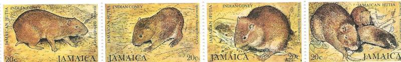 Jamaica #499 20c indian Coney Strip of 4   (NNH) CV $1.25