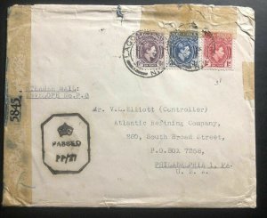 1944 Lagos Nigeria Censored Cover To Atlantic Refining Co Philadelphia Pa USA