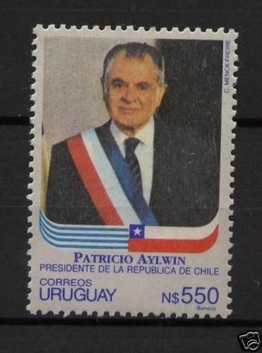 Chile President Patricio Aylwin & country flag URUGUAY Sc#1415 MNH STAMP 