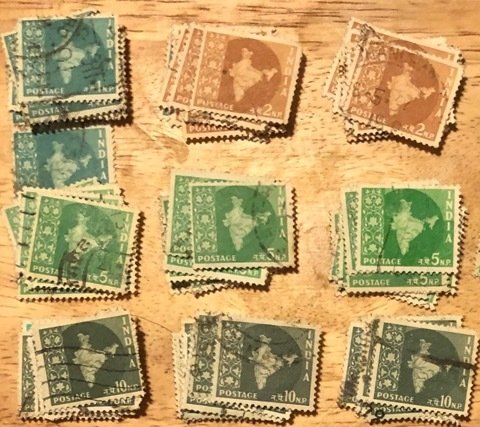 India Group 250+ stamps F/VF Used Cat. $50.00 1958-1963 issue