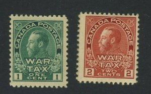 2x Canada Admiral War Tax Stamps #MR1 F/VF MR2 Fine Both Gum Damage GV = $35.00