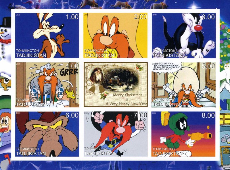 Tajikistan 2000 LOONEY TUNES Cartoons Sheet Imperforated Mint (NH)