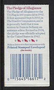 BK195 Catalog # Complete Booklet $2.90 face value 10 29cent Flag Stamps P#11111