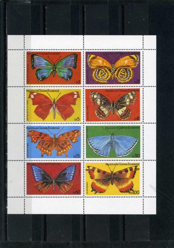 EQUATORIAL GUINEA BUTTERFLIES SHEET OF 8 STAMPS MNH 