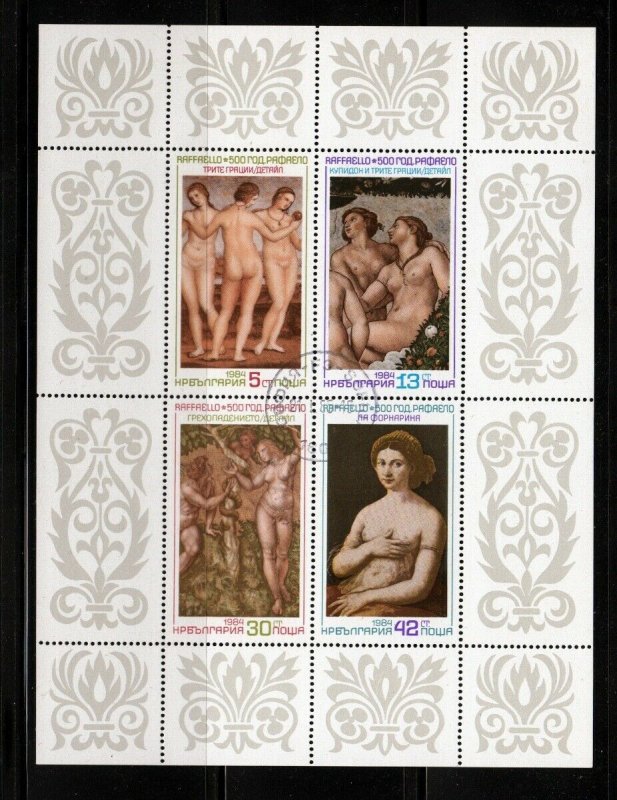 Raphael Famous Paintings Nude Women = Minisheet of 4, Bulgaria [W03]