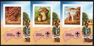 Central African 1984 Mi#Bl.291B/296B MUSHROOMS/SCOUTS 6 S/S IMPERFORATED MNH