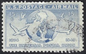 United States #C43 15¢ Globe and Doves (1949). Used.