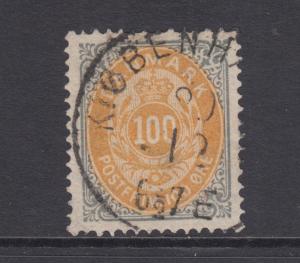 Denmark Sc 34 used 1877 100ö gray & orange Numeral, VF