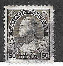 Canada #120  50c black brown King George V  (U) CV $3.75