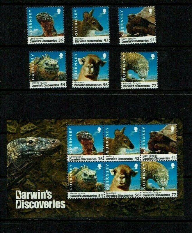 Guernsey: 2009, Darwin's Discoveries, MNH set + M/Sheet