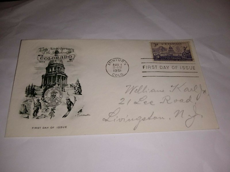 US #1001 Colorado First Day Cover, Artmaster Cachet