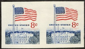 US #1338Gh 8c Flags, IMPERF PAIR, VF/XF mint never hinged, a wonderful imperf...