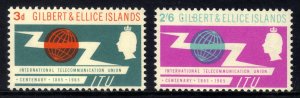 Gilbert & Ellice 1965 QE2 Set Intl Telecom Union Umm SG 87 - 88 ( H598 )