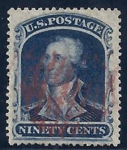 Scott #39 Used VF Red Grid cancel with repair 2021 APS Certificate